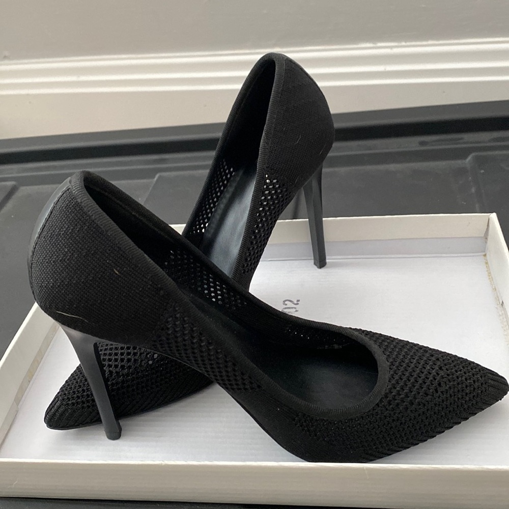 Black closed-toe stilettos